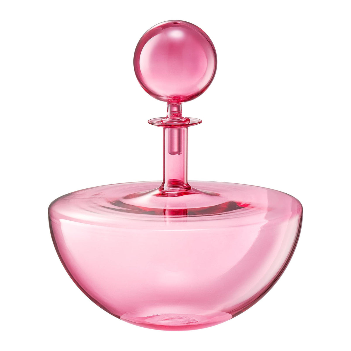 Blush Pink Low Arc Glass Wine Decanter Handblown