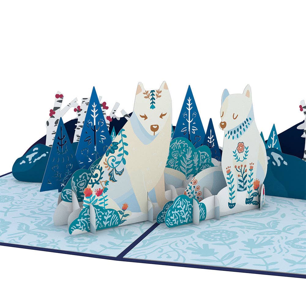 Scandinavian Style Holiday Foxes 5''x7'' Pop-Up Cards