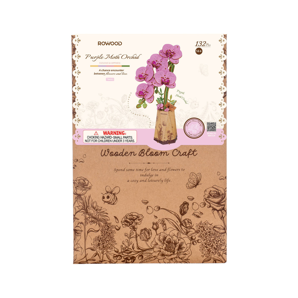 Purple Moth Orchid 3D Wooden Flower Puzzle