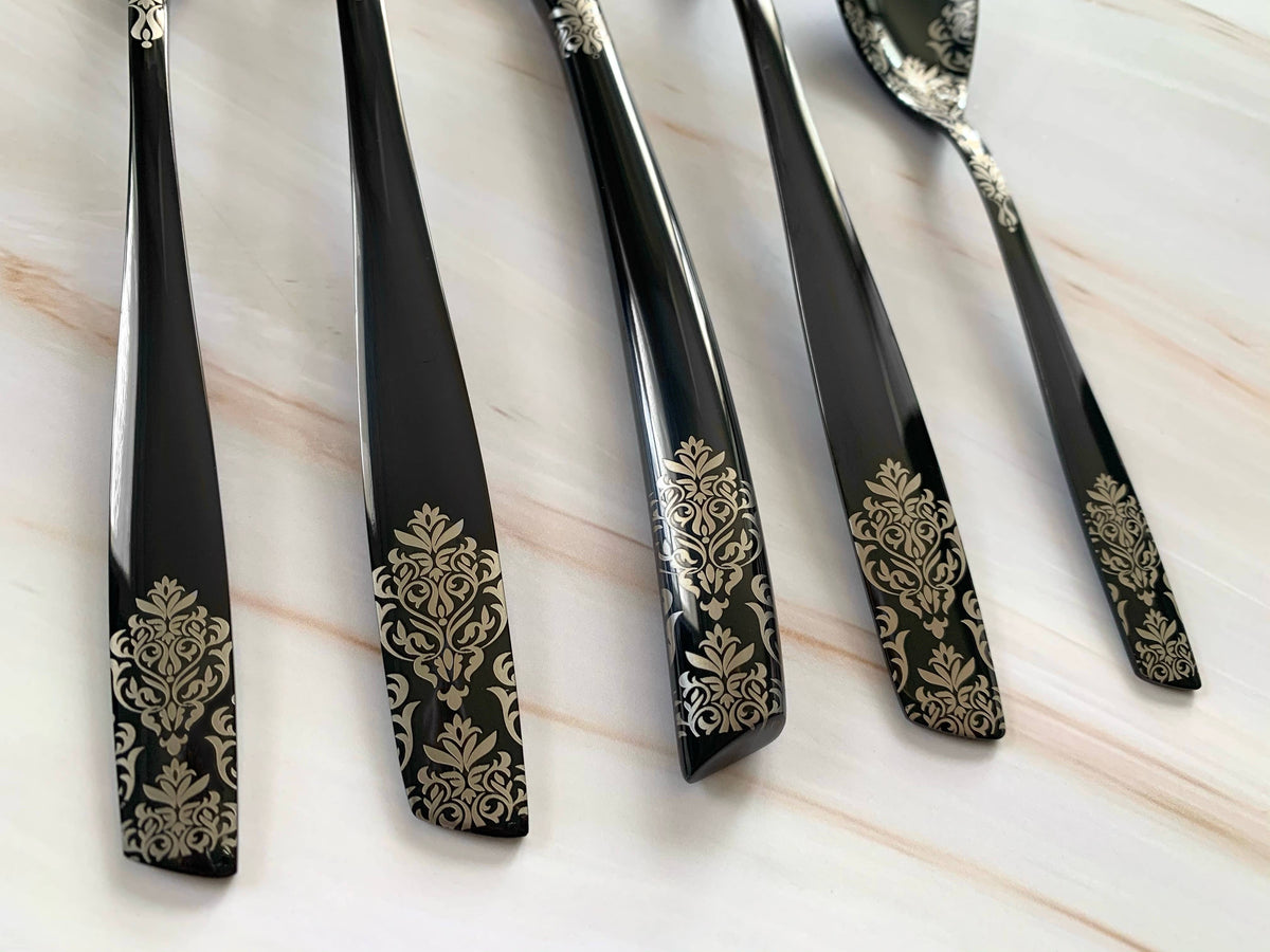 Riviera Devore' Black 5 Piece Place Setting