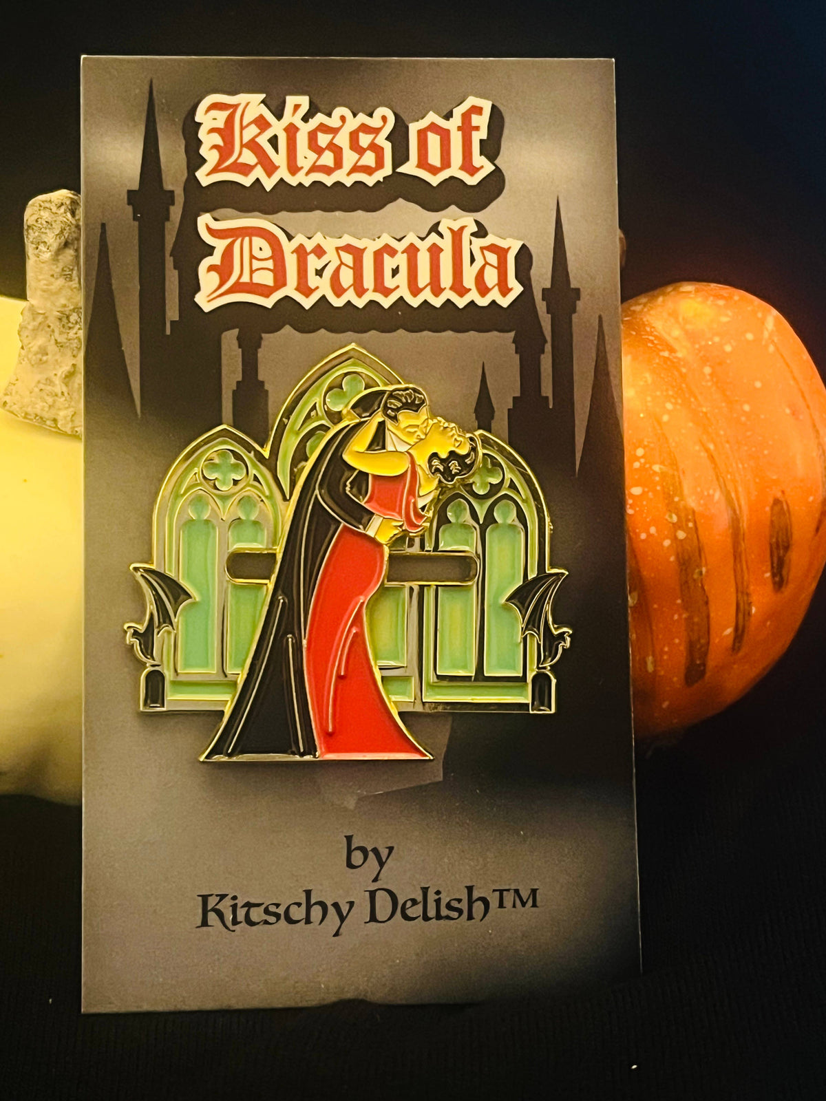 Kiss of Dracula, soft enamel pin that slides!