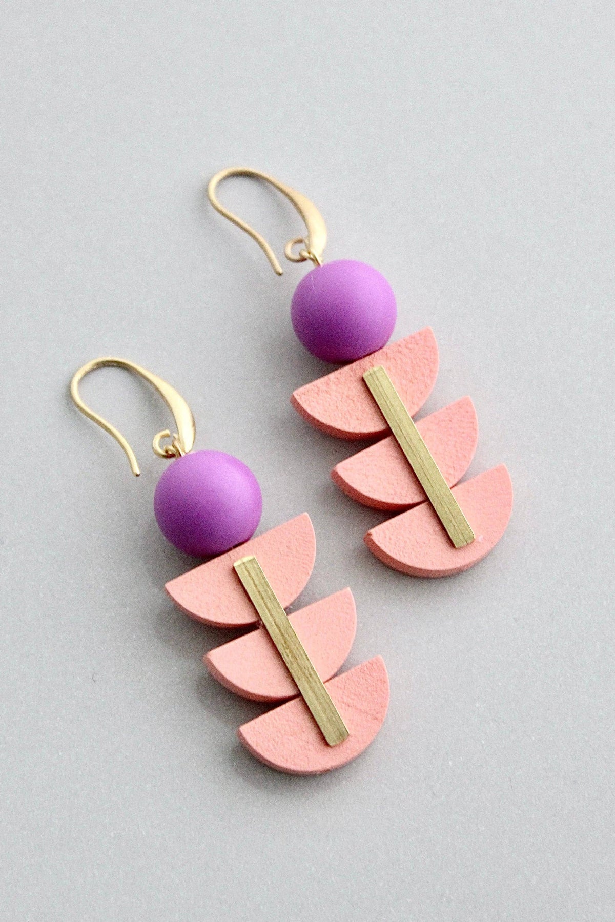 Pink and Purple Geometric Earrings