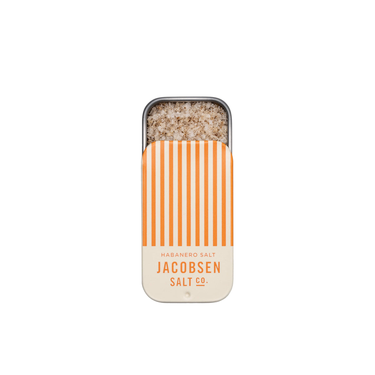 Tin of Jacobsen Salt Co. habanero salt on a white background