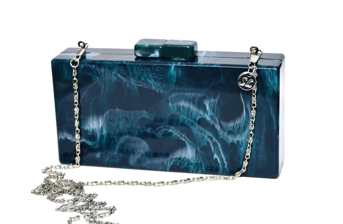Navy Cloudy Rectangular Clutch