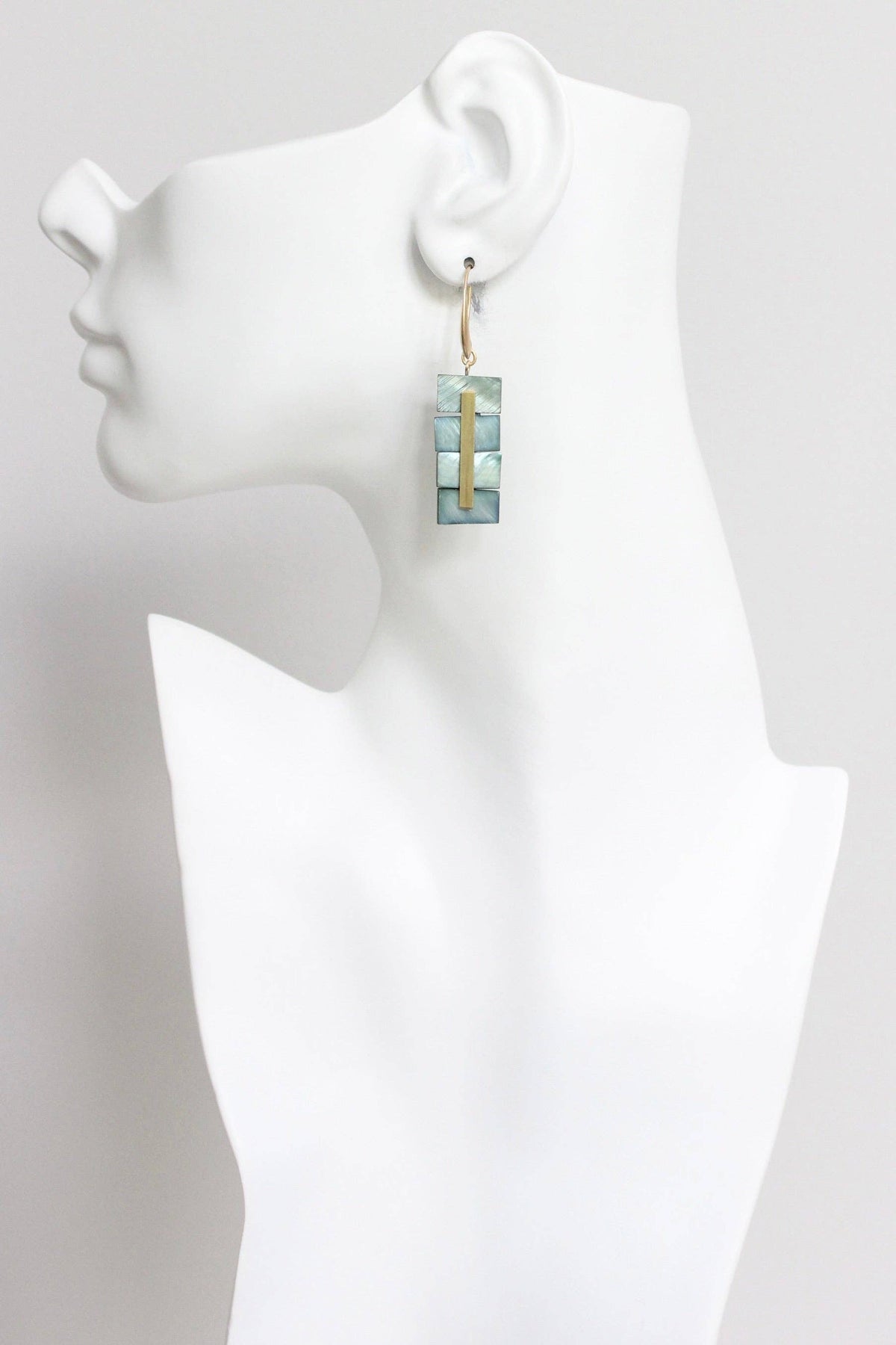 Green Shell Geometric Earrings