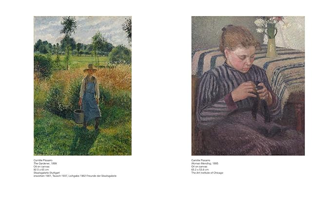 Two impressionist paintings side by side on a white background