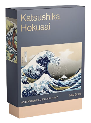 Book cover of 'Katsushika Hokusai' with wave illustration and title text.