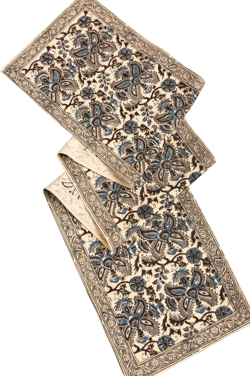 Blue & Silver Kalamkari Table Runner