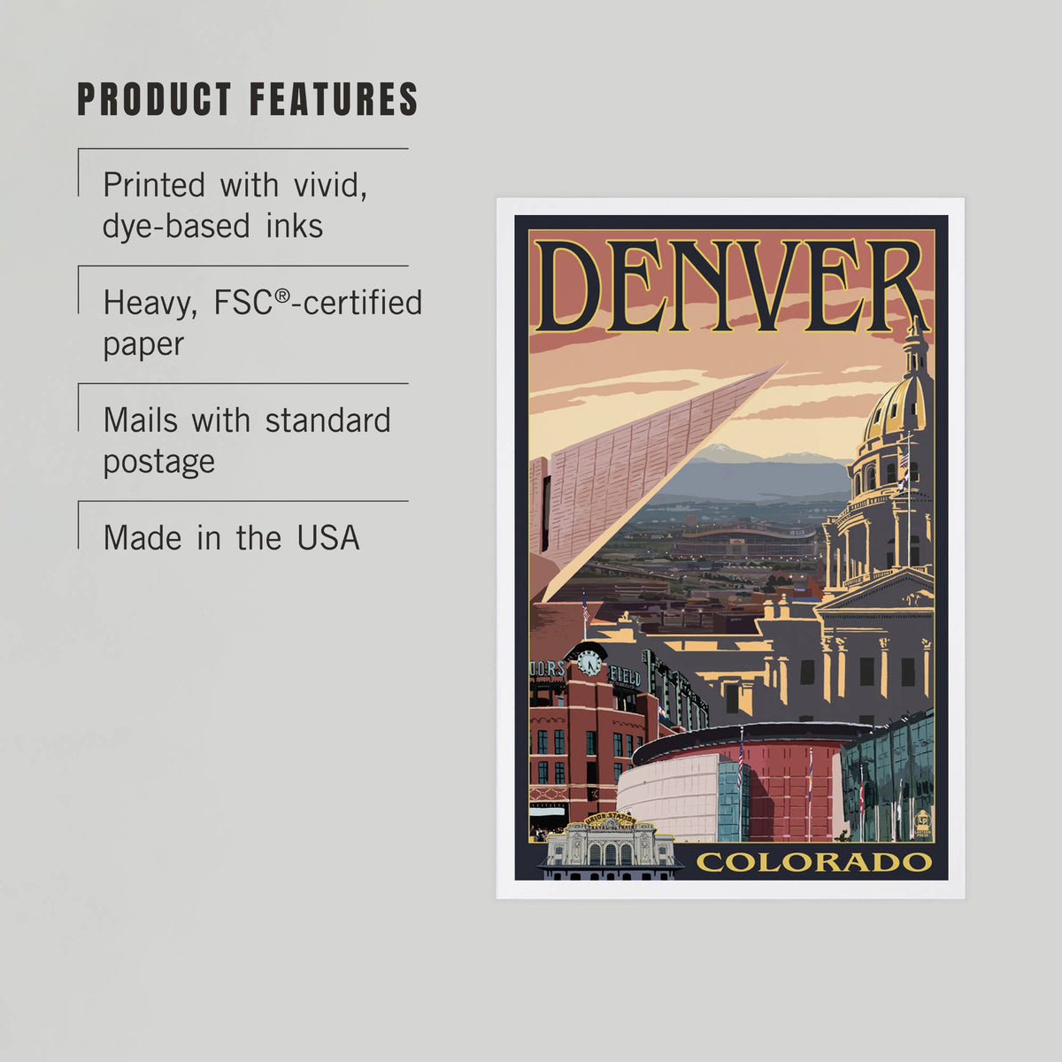 Denver, Colorado, Skyline View Postcard