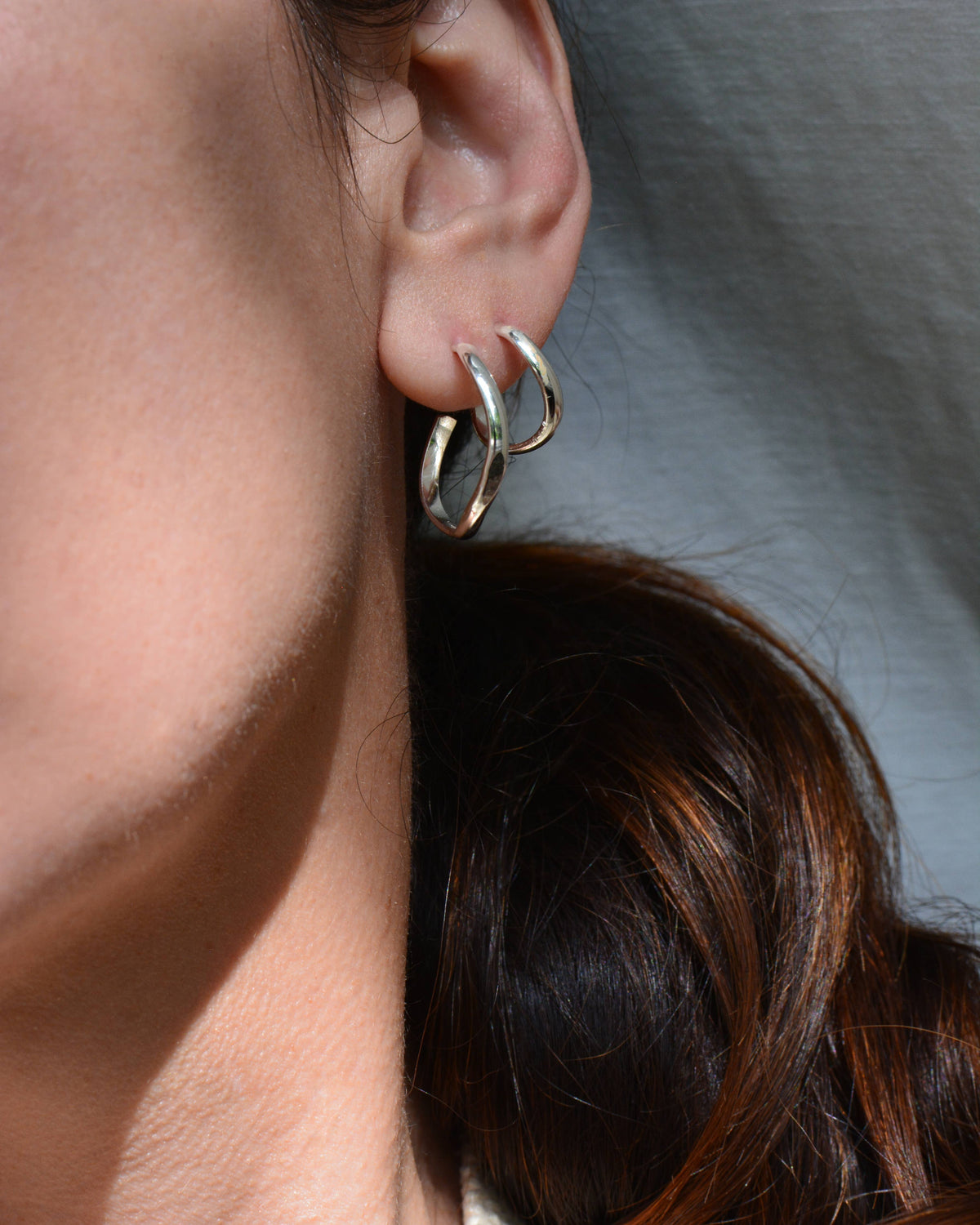 Silver Heli Hoops
