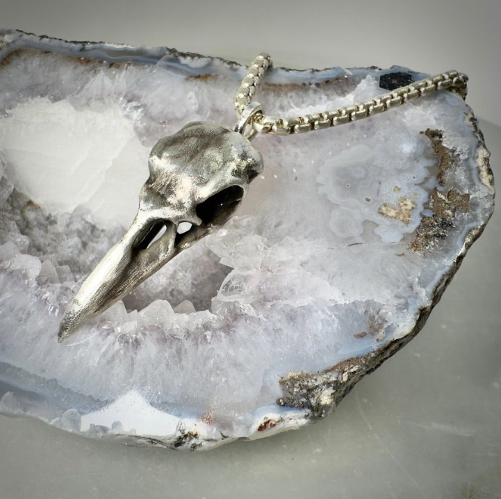 Large Raven Skull Necklace
