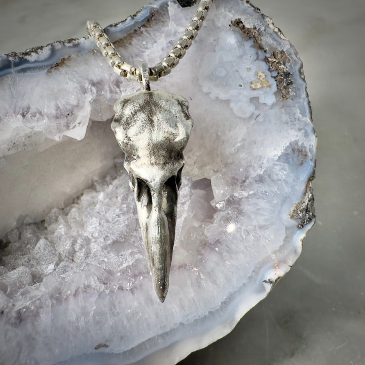 Large Raven Skull Necklace