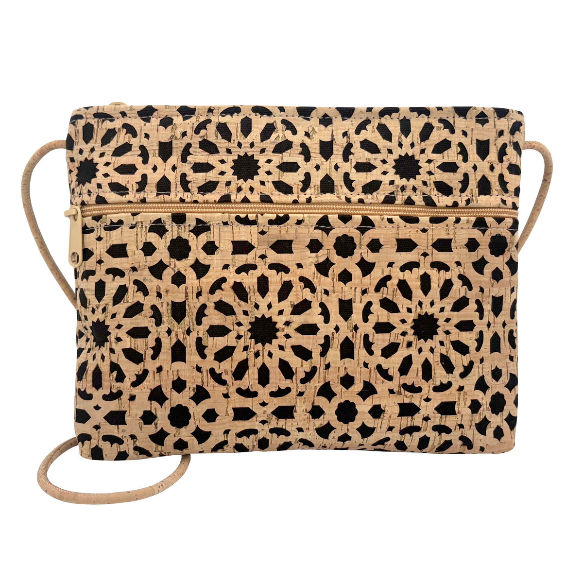 Cork Zip Top Cross Body Bag + Zip Pocket | Die Cut Mandala