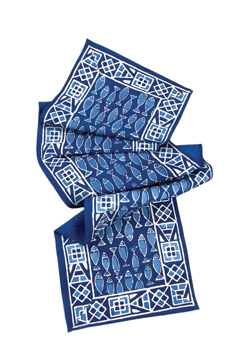 Indigo Fish Table Runner