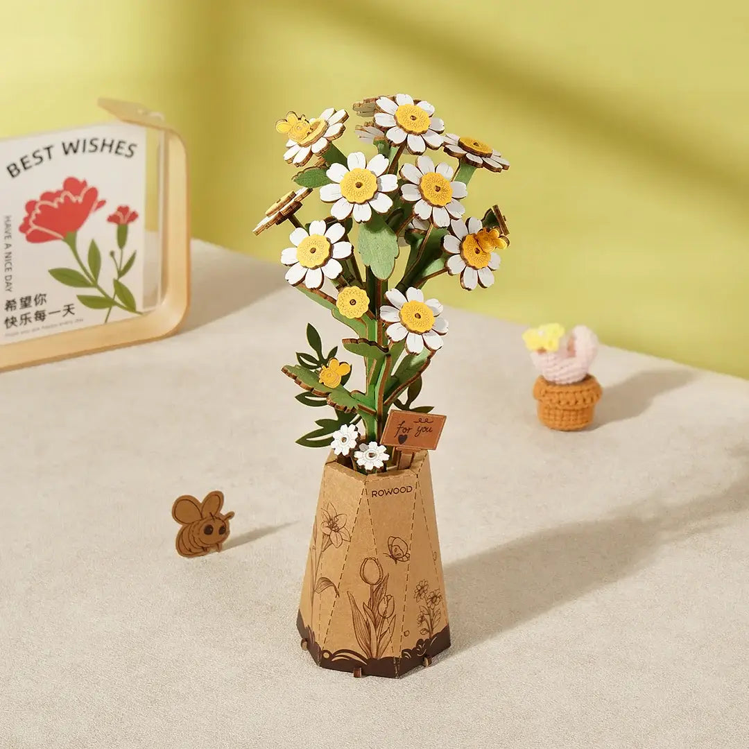 TW061 Chamomile Rowood DIY Wooden Flower Bouquet 3D Wooden
