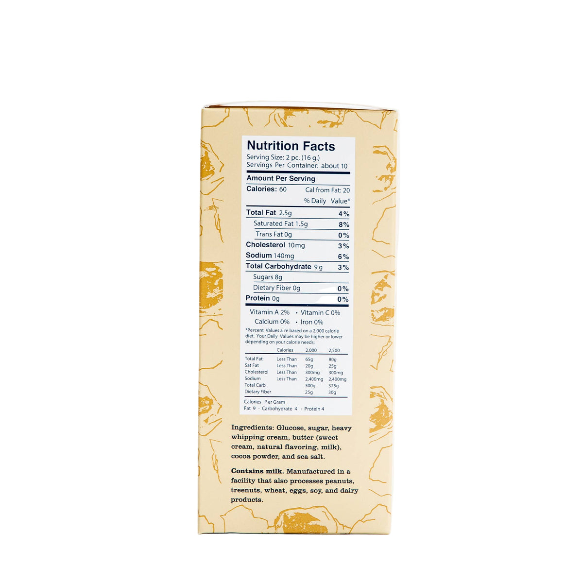 Nutrition facts label on a product packaging with a white background