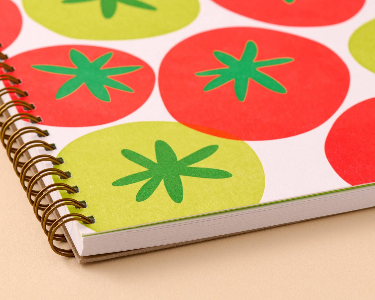 Colorful Summer Letterpress A5 Spiral Notebook — Tomato Vine