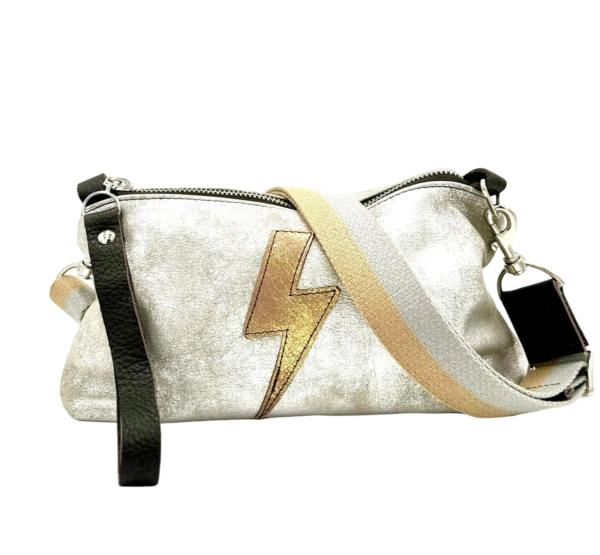 New Nancy Wristlet/Crossbody Bag in Silver