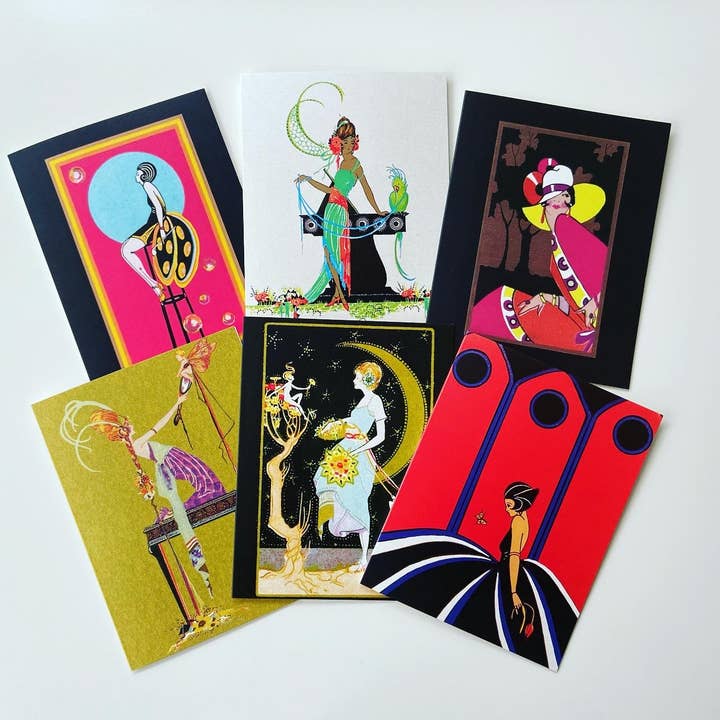 6 Art Deco Lady Vintage Style Card Set