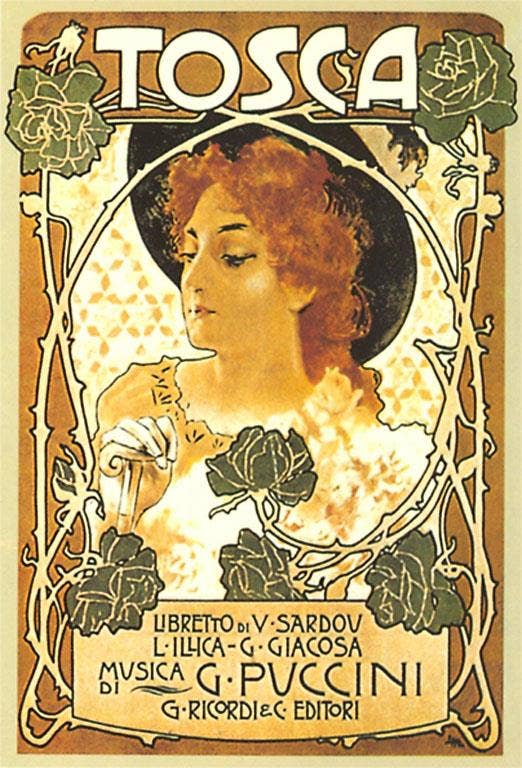 Art Nouveau Poster for Tosca Sticker