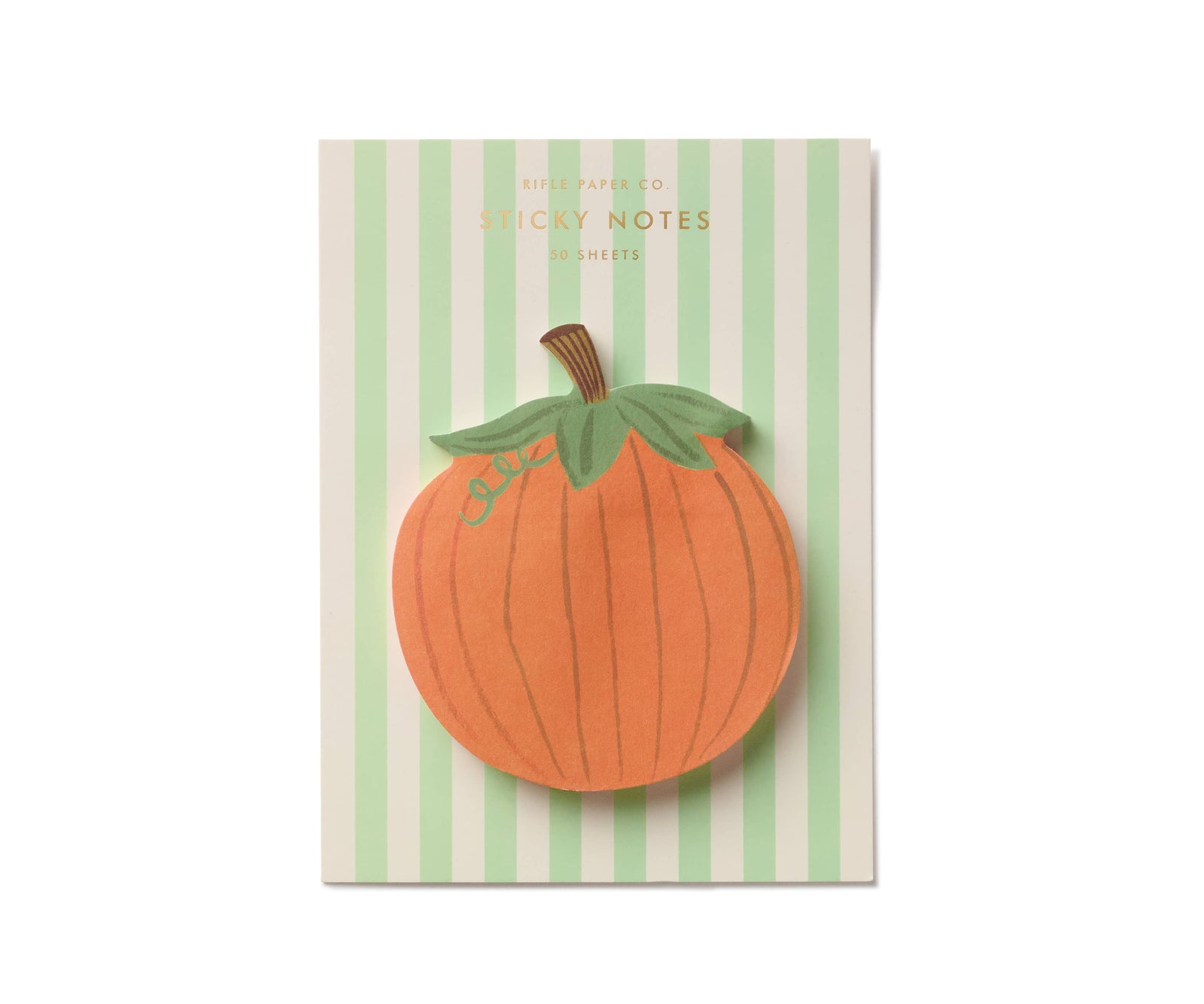 Pumpkin shaped notepad on a striped background
