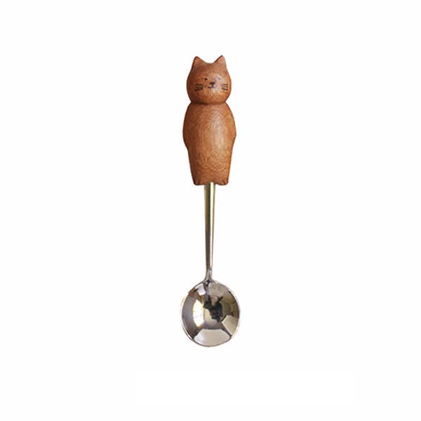 Hand-Carved Kitten Spoon & Fork