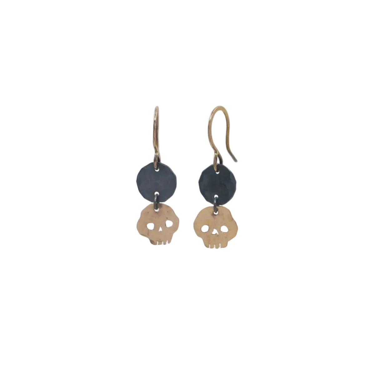 Black Gold Skull Drop Earrings