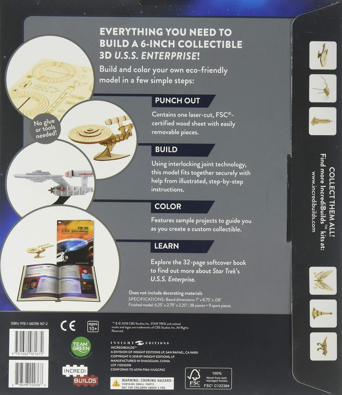IncrediBuilds: Star Trek: U.S.S. Enterprise Book and 3D Wood Model