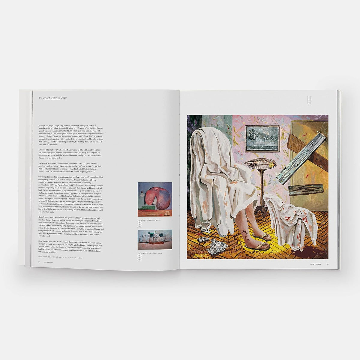 White pages featuring 3 Dana Schutz artworks and text.