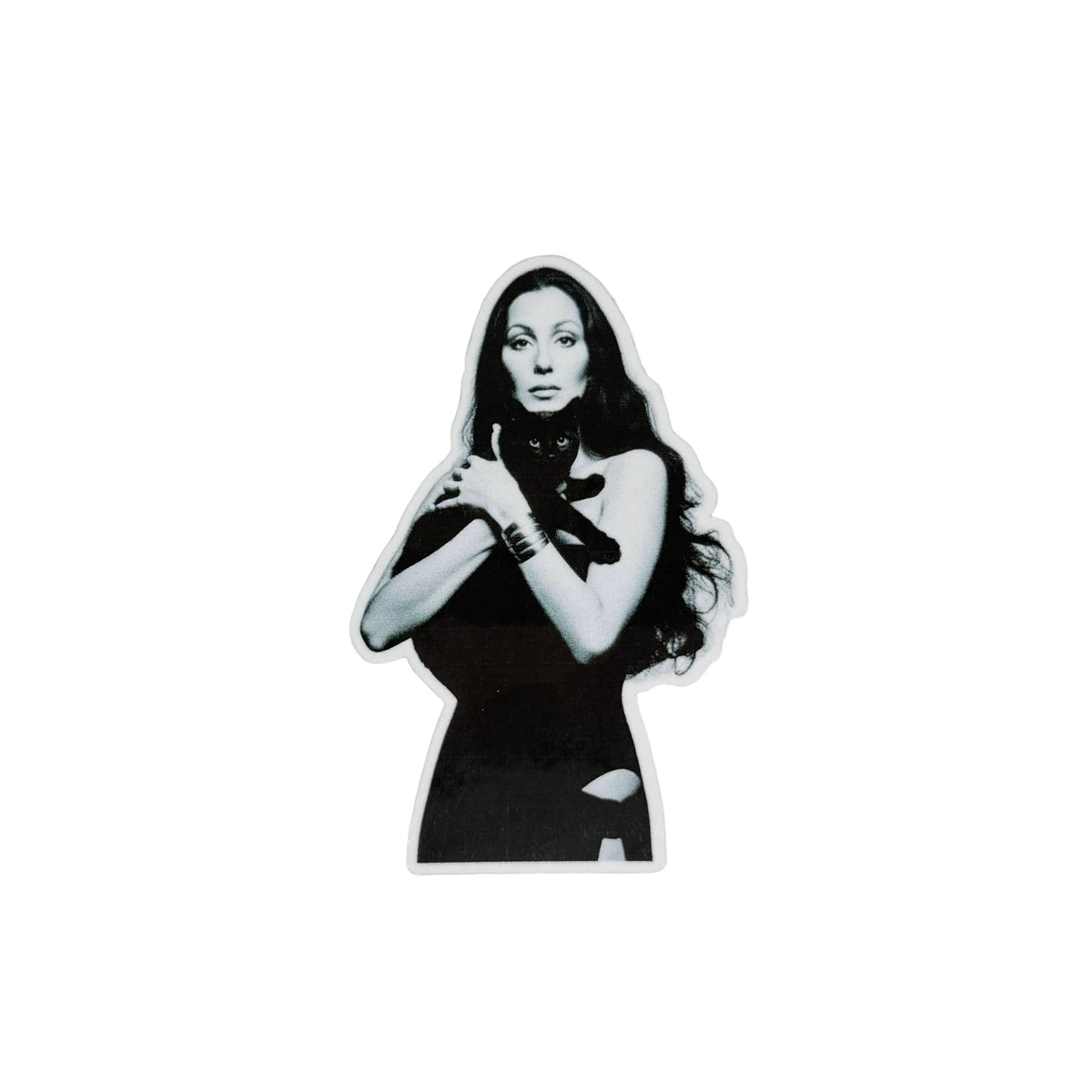 Cher with Black Cat Kiss-Cut Sticker