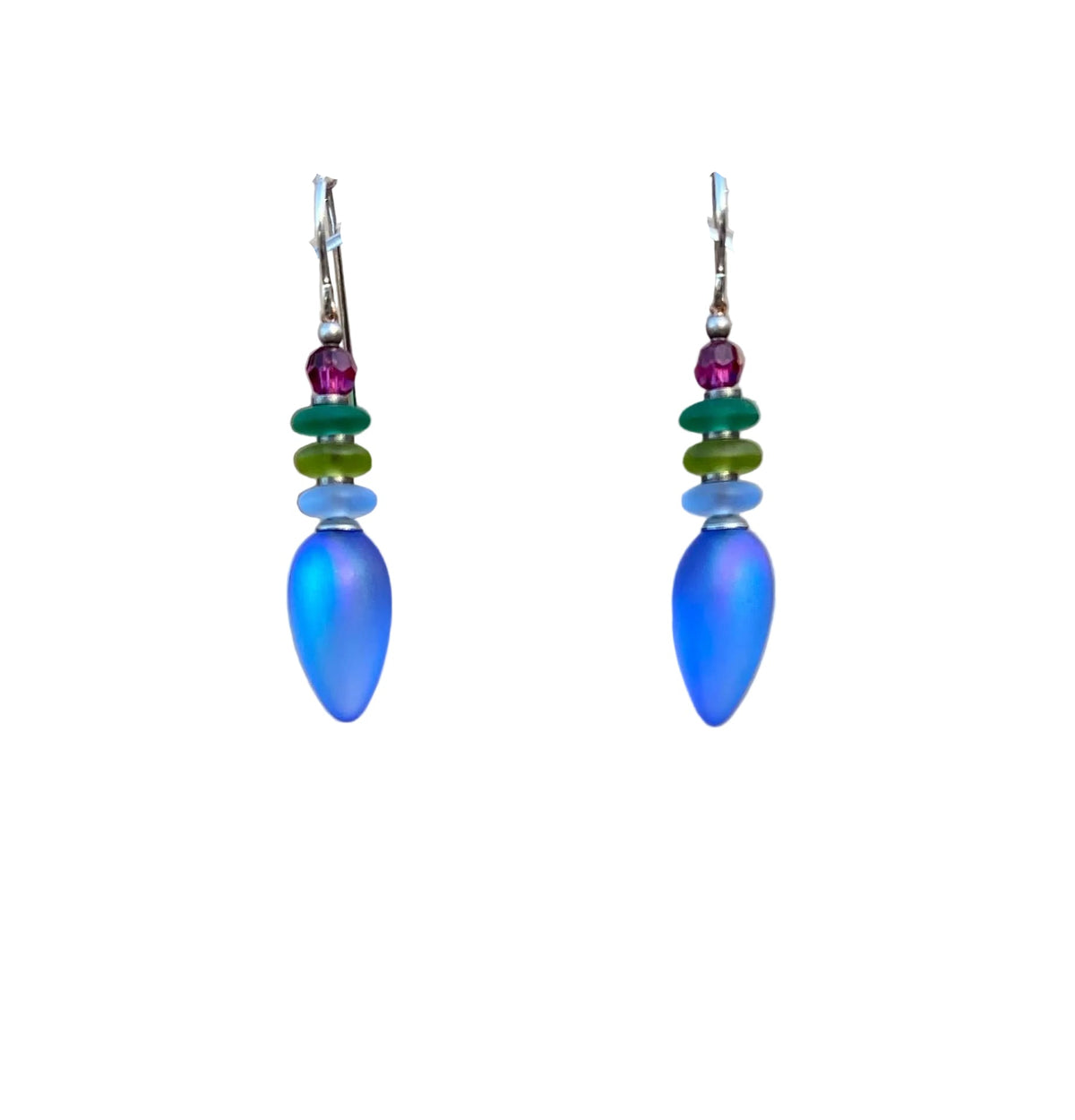 Tango Earrings in Iridescent Blue + Pink
