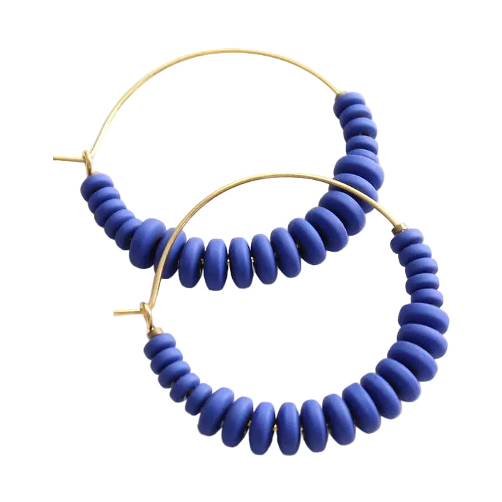 Cobalt Plated Hematite Hoop Earring