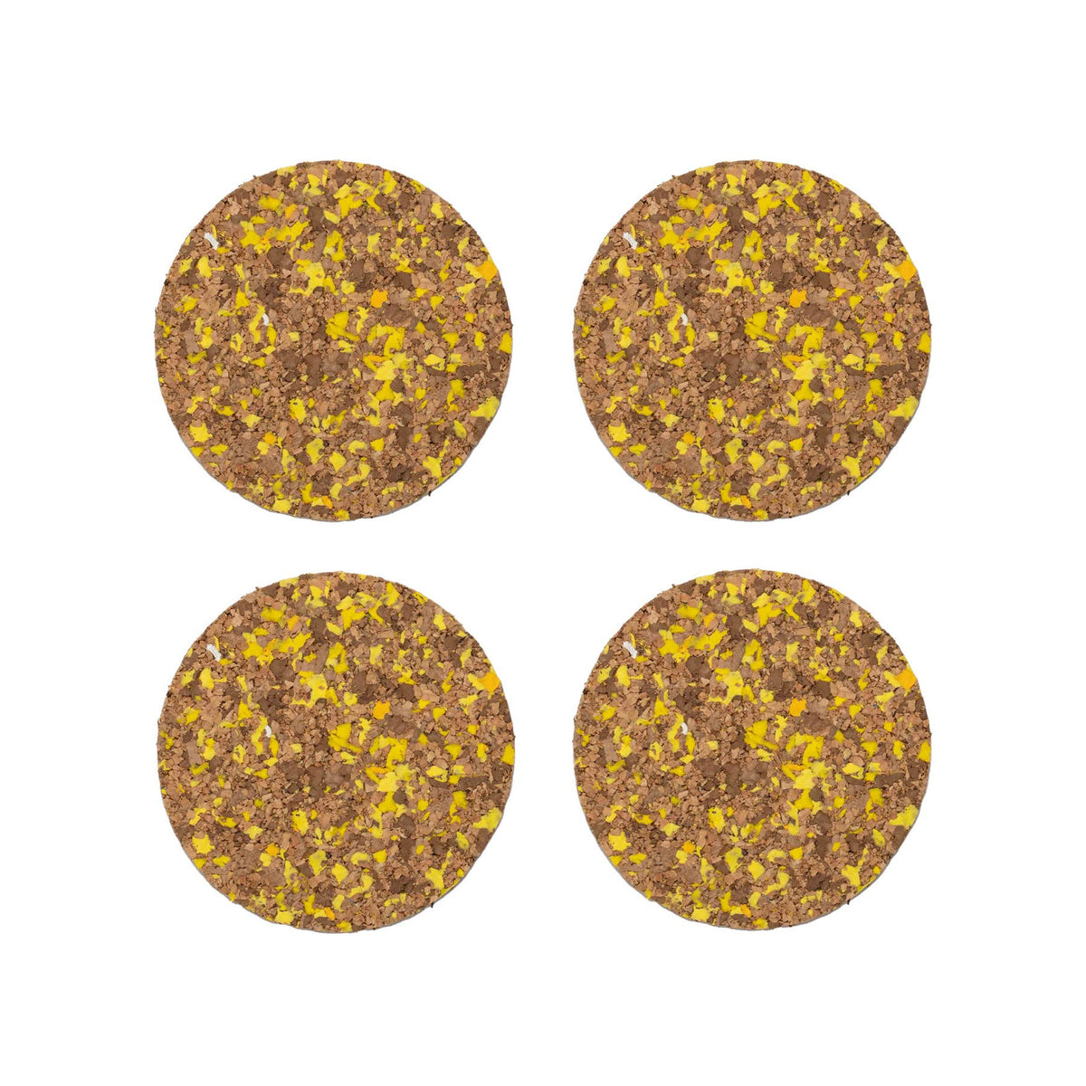 Speckled Round Cork Coasters Set of 4 - Yellow