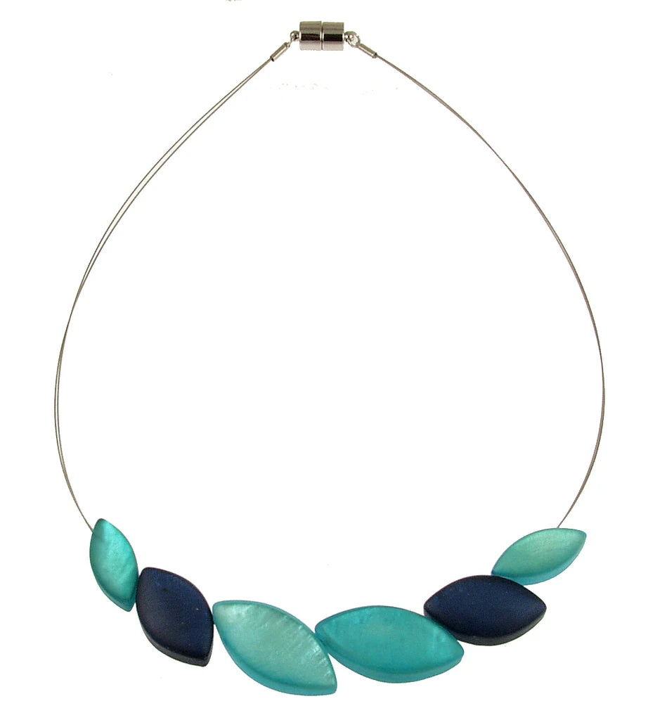 Turquoise/Blue Resin Leaf Necklace