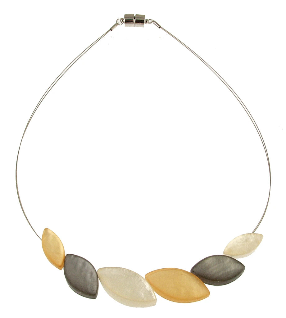 White/Gold Resin Leaf Necklace