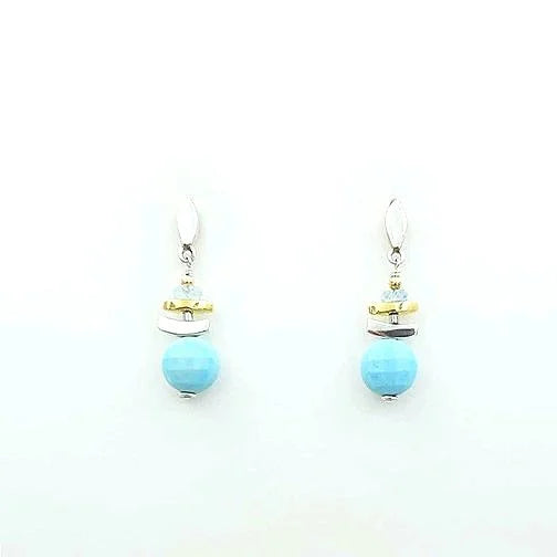 Gold and Silver geometric shapes with turquoise round stones