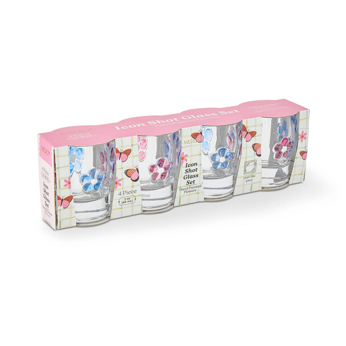4pk 2oz Icon Shot Glass - Flower
