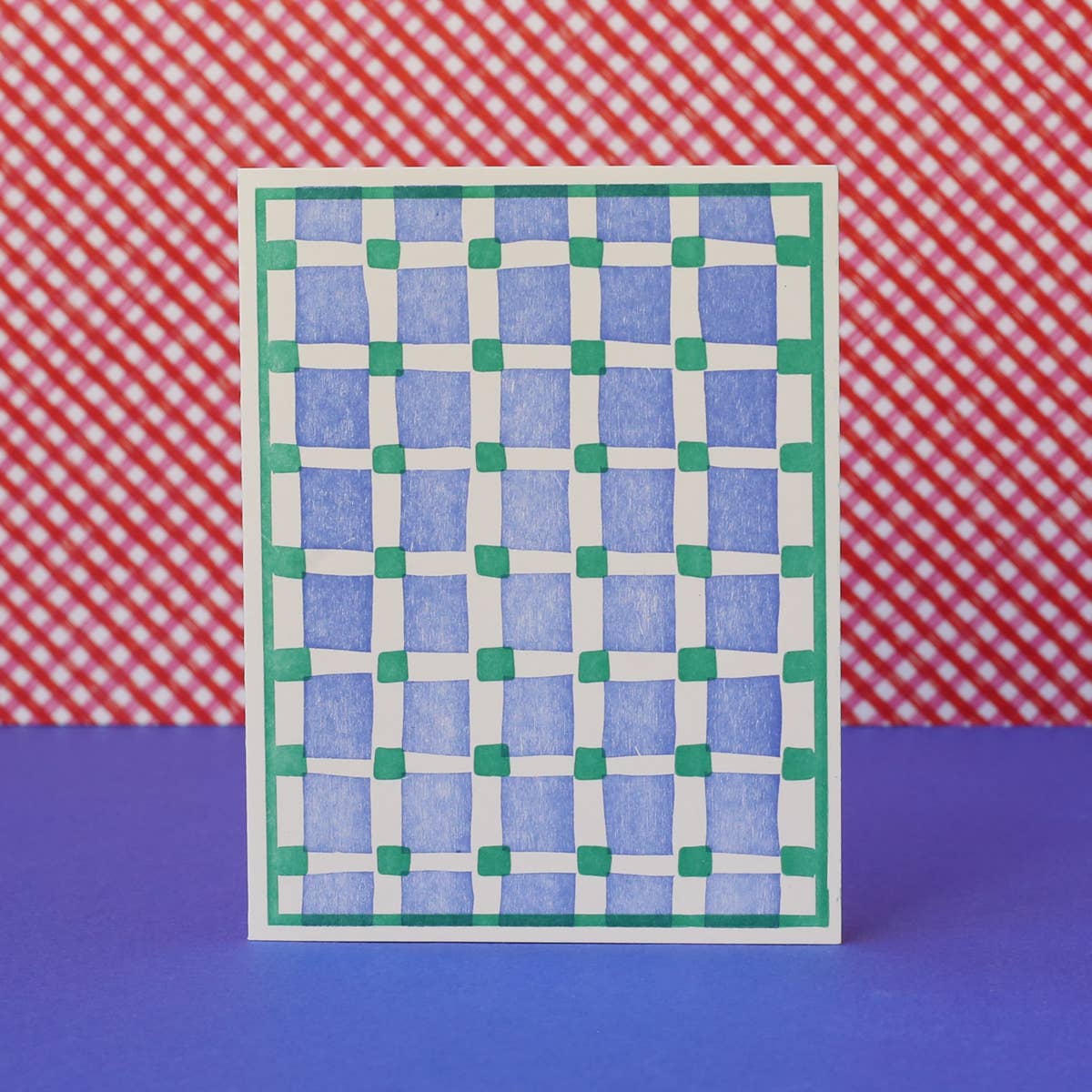 Squares on Squares (Blue) Letterpress Card