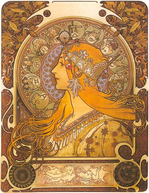 Art Nouveau Zodiac Woman Postcard