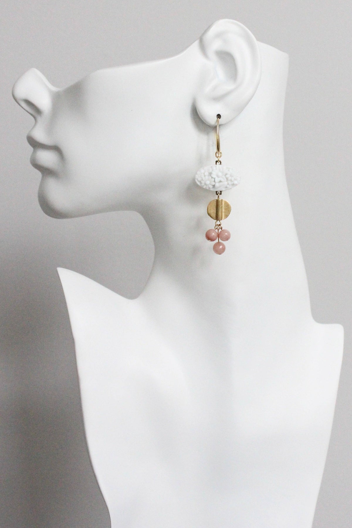 Vintage Chalk White Glass Cluster Earrings