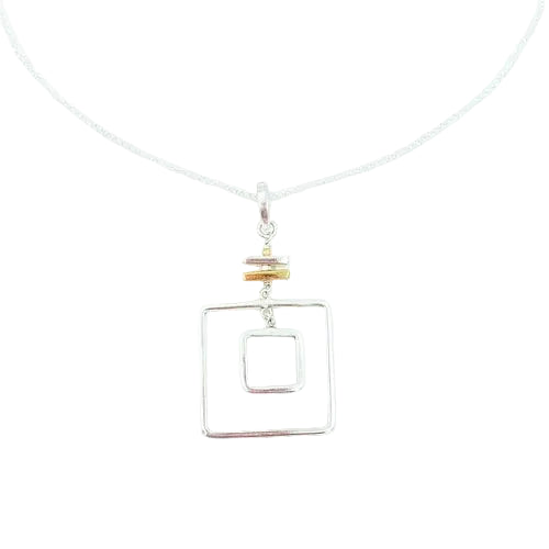 Silver Double Square Necklace
