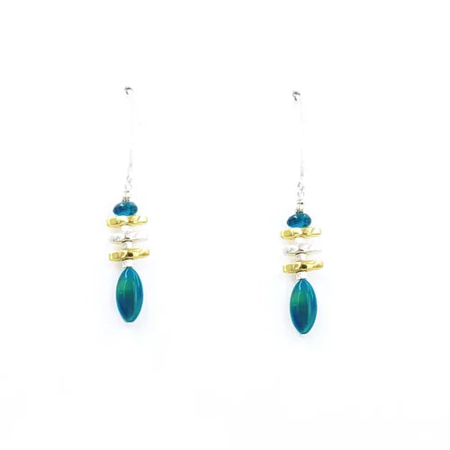 Teal Created Opal & Apatite Earring