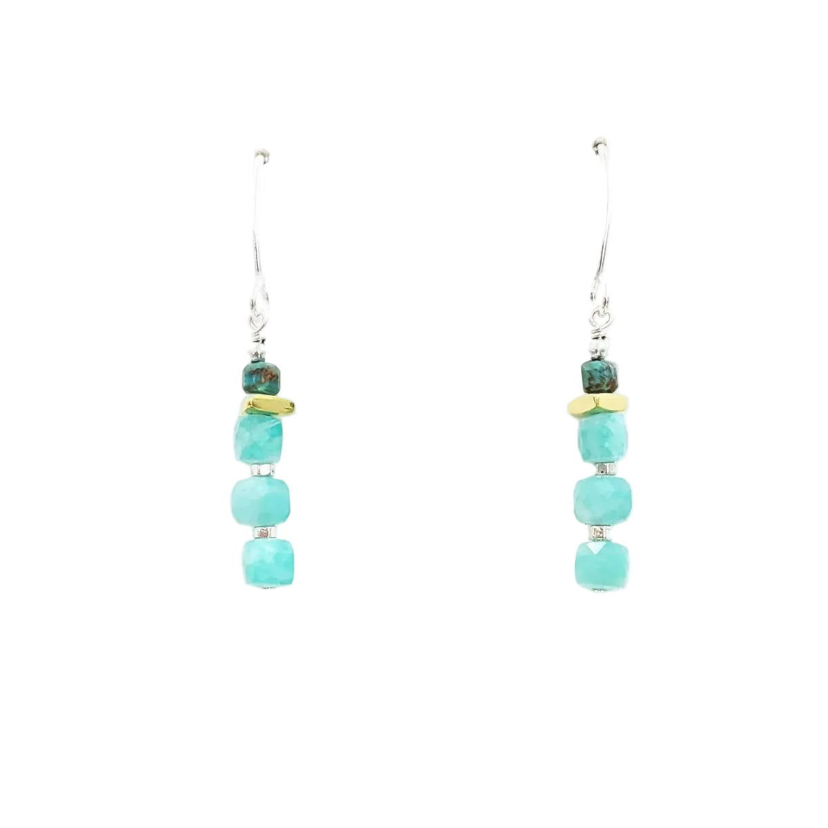 Ombre Hubei Turquoise & Peruvian Amazonite Earrings