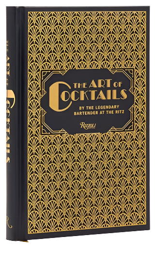 Book titled 'The Art of Cocktails' with gold and black design on a white background