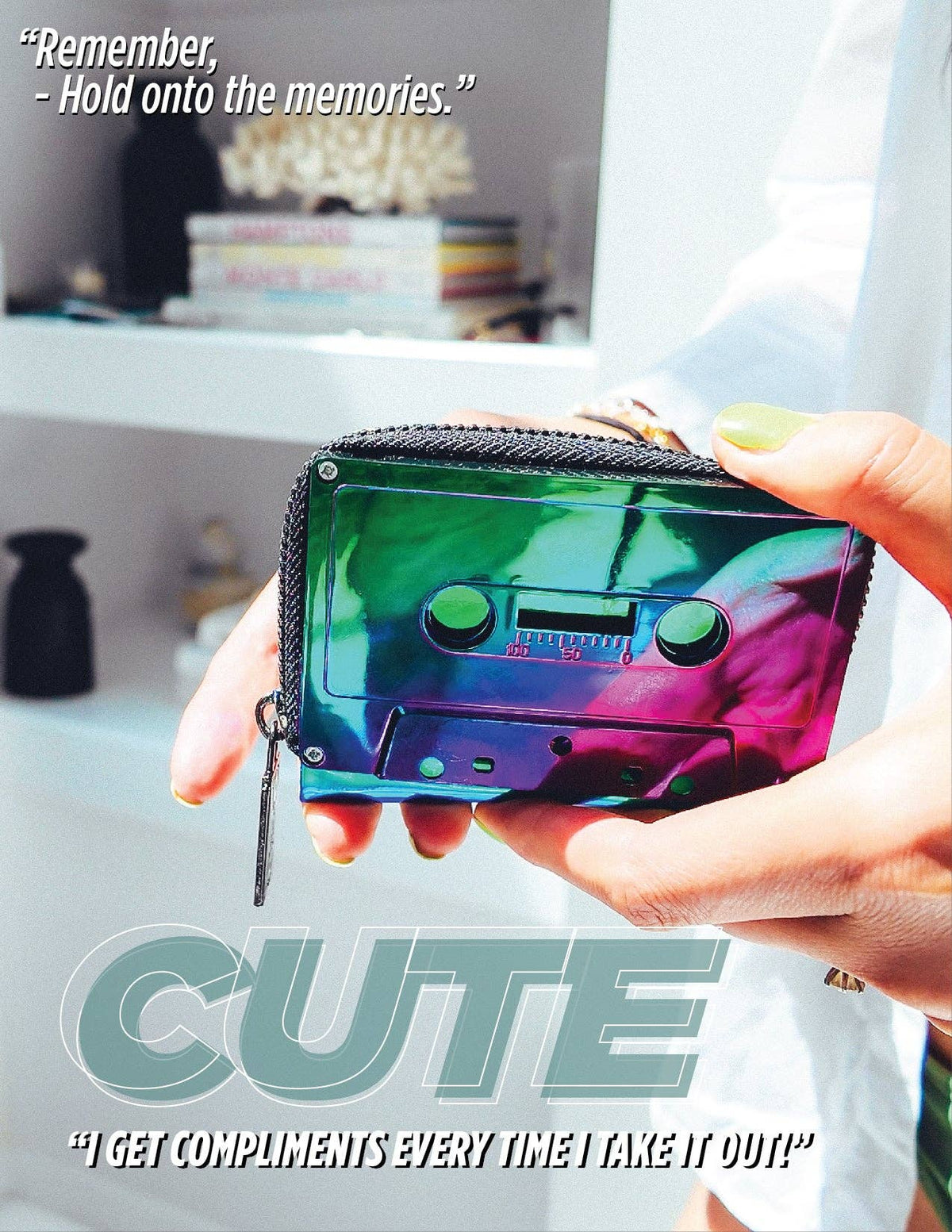 Electro Black Cassette Wallet | Holographic Y2K Retro Gifts