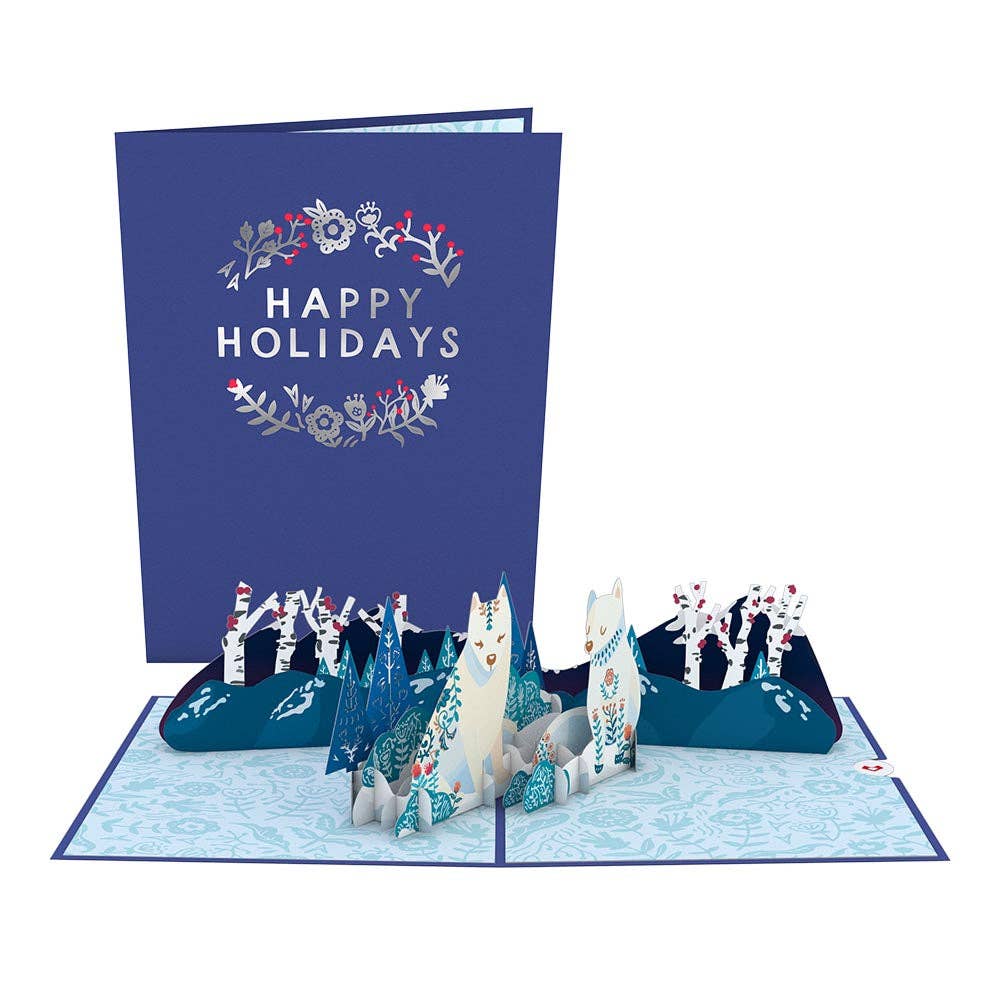 Scandinavian Style Holiday Foxes 5''x7'' Pop-Up Cards