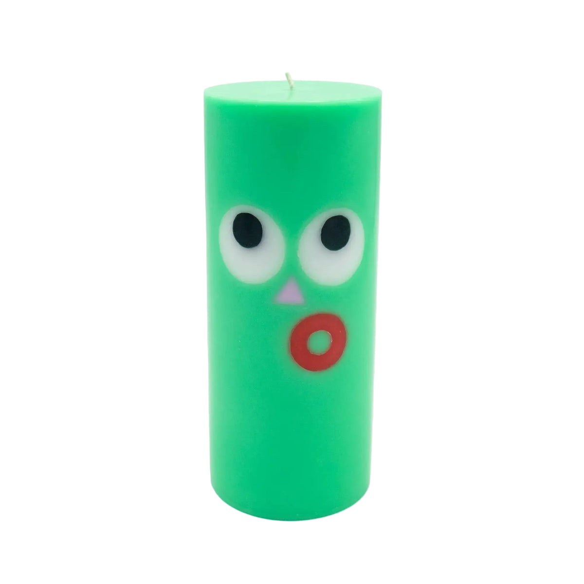Dippy Pillar Face Green Candle