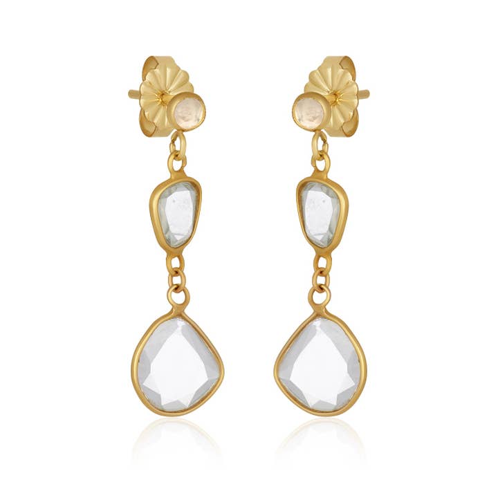 Moissanite Double Drop Studs Earrings