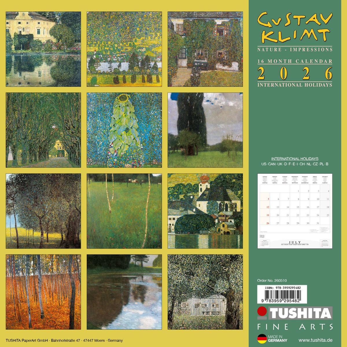 Gustav Klimt -- Nature 2026 Wall Calendar