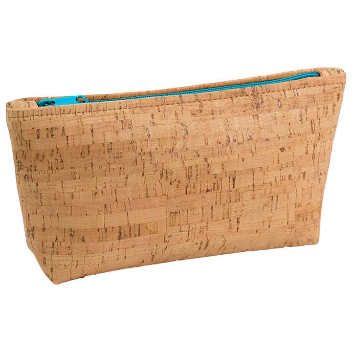 Large Cork Zipper Pouch | Rustic Cork with Colored Zippers